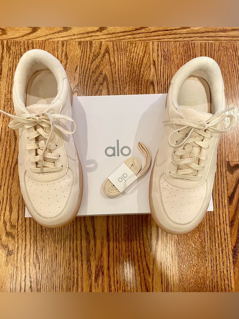 ALO Cream Trainer Sneakers with Neutral Laces